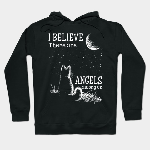 I Believe There Are Angels Among Us Cat Hoodie by crosszcp2